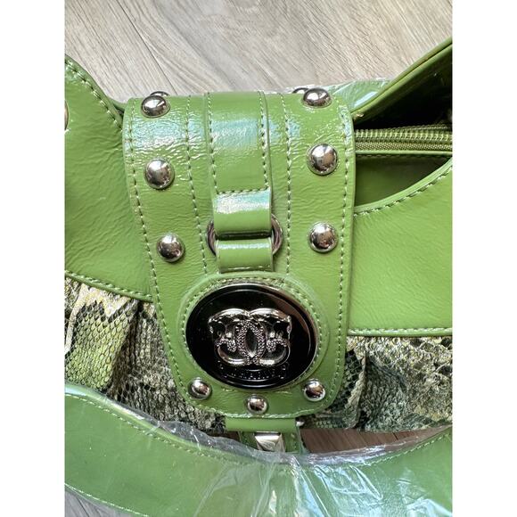 Sharif Green Snake Pattern Satchel Handbag NWT but has Peeling - Picture 14 of 16